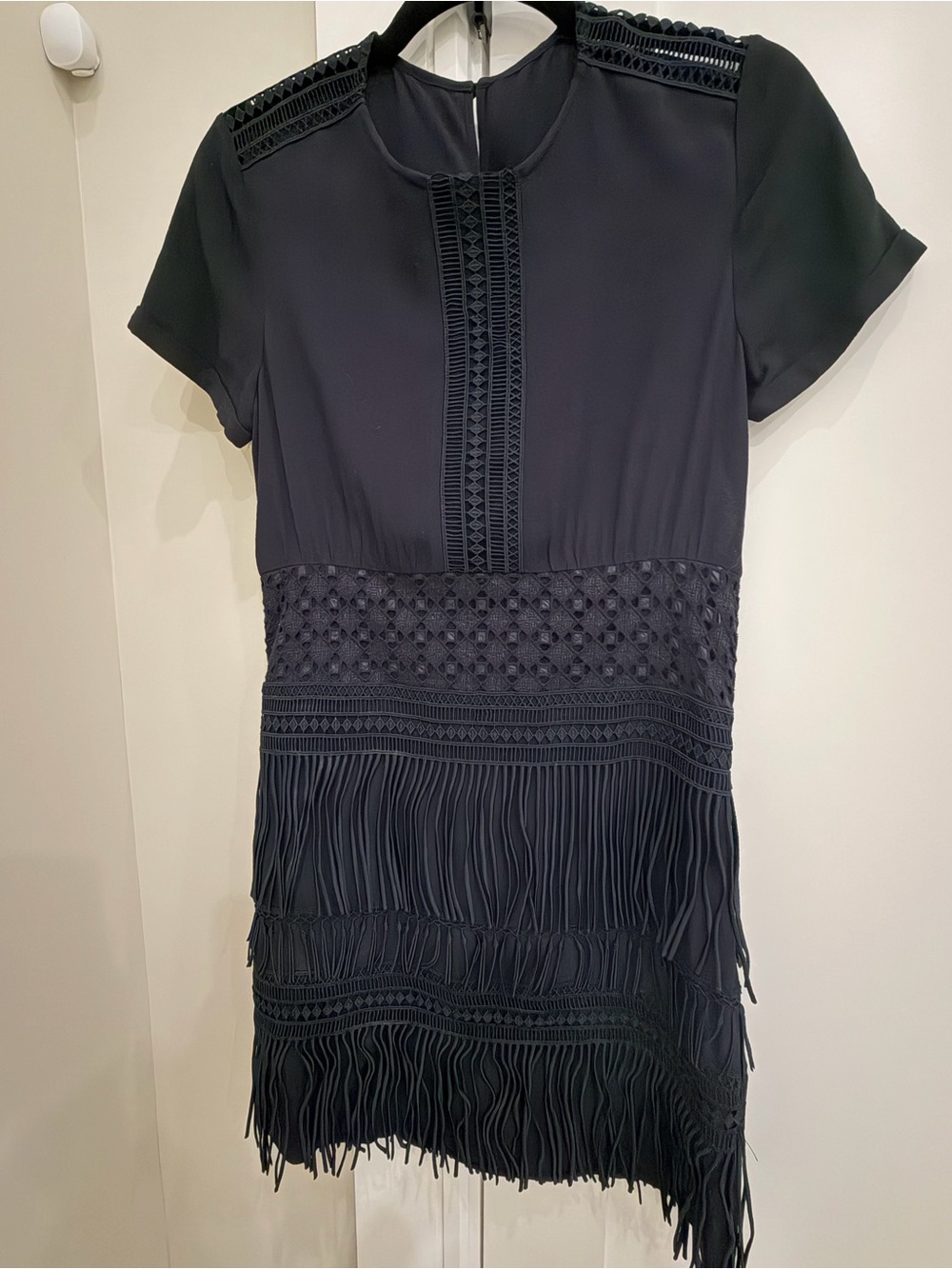 Maje Fringe Short Sleeve Dress